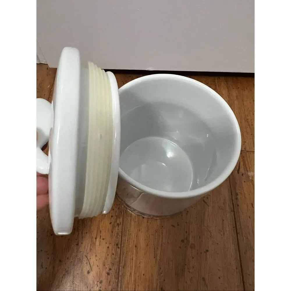 Crate & Barrel ceramic cat treat canister